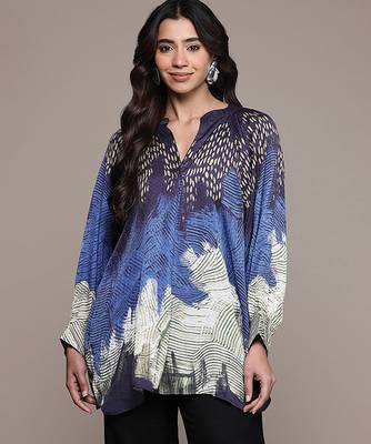Blue printed viscose top 1