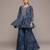 Blue printed chiffon sharara set