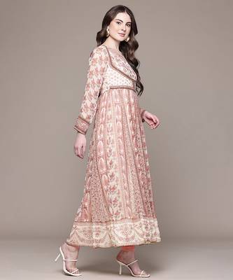 Pink printed chiffon kurta set 2