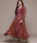 Fuchsia printed crepe dress