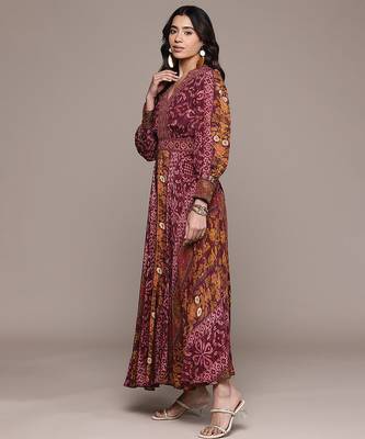 Fuchsia printed crepe dress 2