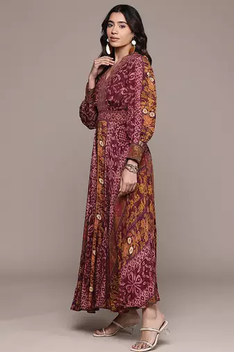 Fuchsia printed crepe dress