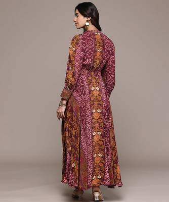 Fuchsia printed crepe dress 3