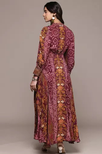 Fuchsia printed crepe dress