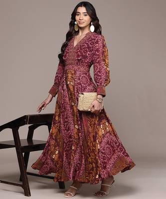 Fuchsia printed crepe dress 4