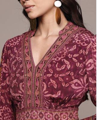 Fuchsia printed crepe dress 5