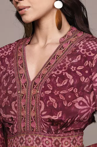 Fuchsia printed crepe dress
