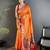 Women orange peacock motifs lichi silk saree