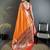 Women orange peacock motifs lichi silk saree