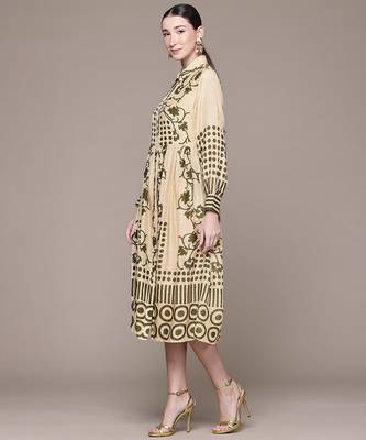 Beige printed viscose dress 2