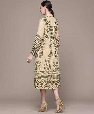 Beige printed viscose dress 3