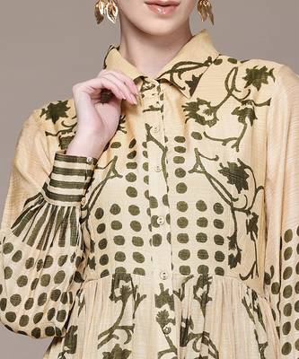 Beige printed viscose dress 5