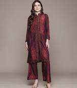 Brown printed viscose kurta set