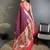 Women wine peacock motifs lichi silk saree