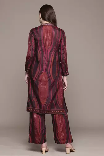 Brown printed viscose kurta set