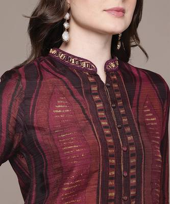 Brown printed viscose kurta set 5