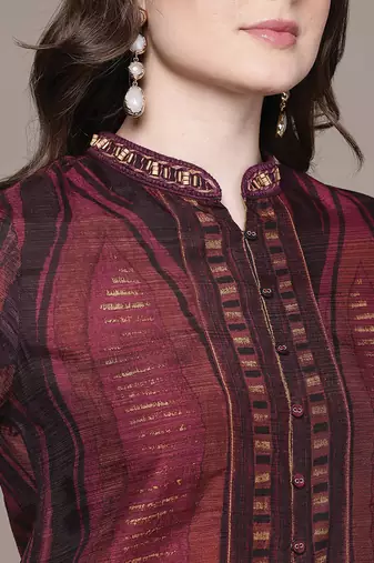 Brown printed viscose kurta set
