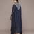 Blue embroidered chinon dress