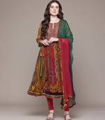 Multicolor embroidered chiffon kurta set