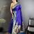 Women royal blue peacock motifs lichi silk saree