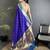 Women royal blue peacock motifs lichi silk saree