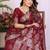 Maroon dola silk bandhej print zari weaving saree with matching blouse piece