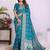 Teal dola silk bandhej print zari weaving saree with matching blouse piece