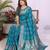 Teal dola silk bandhej print zari weaving saree with matching blouse piece