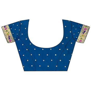 Women royal blue peacock motifs lichi silk blend saree 5