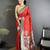 Women red peacock motifs lichi silk saree