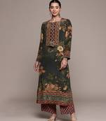 Black printed crepe kurta set