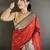 Women red peacock motifs lichi silk saree
