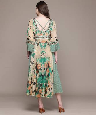 Green printed crepe dress 3