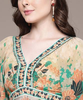 Green printed crepe dress 5