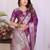 Purple dola silk bandhej print zari weaving saree with matching blouse piece