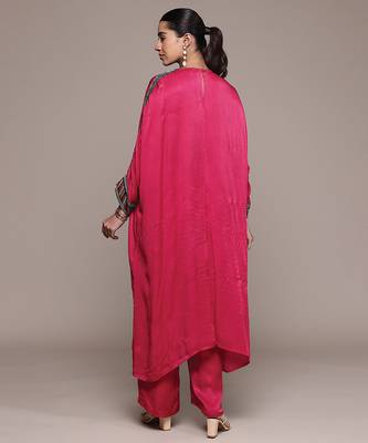 Red embroidered modal kurta set 3