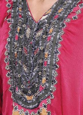 Red embroidered modal kurta set 5