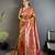 Women peach ikkat floral motifs lichi silk saree