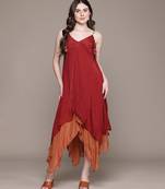 Red chinon indo western dress