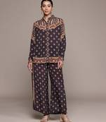 Brown printed crepe co ord set