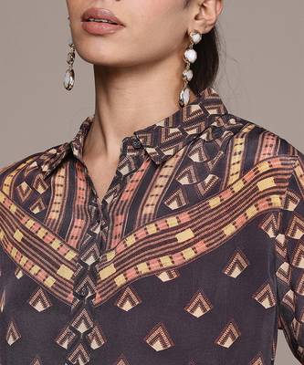 Brown printed crepe co ord set 5
