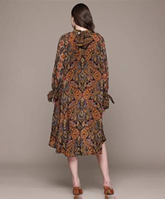Brown printed crepe dress 3