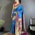 Women blue ikkat floral motifs lichi silk saree