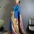 Women blue ikkat floral motifs lichi silk saree