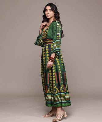 Green printed viscose gown 2