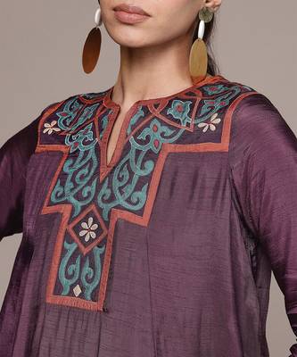 Wine printed viscose kurta set 5