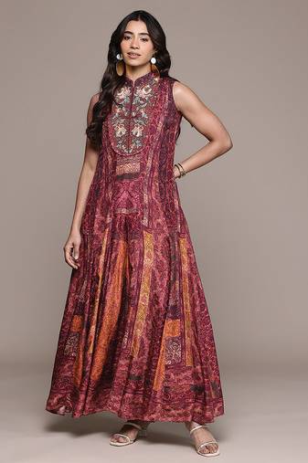 Wine printed crepe jumpsuit