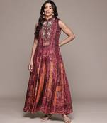 Wine printed crepe jumpsuit