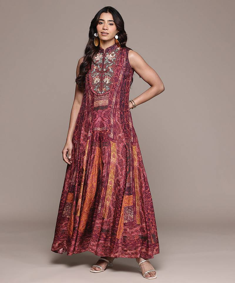 Wine printed crepe jumpsuit