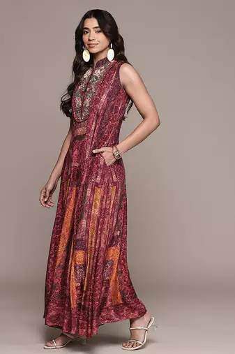 Wine printed crepe jumpsuit